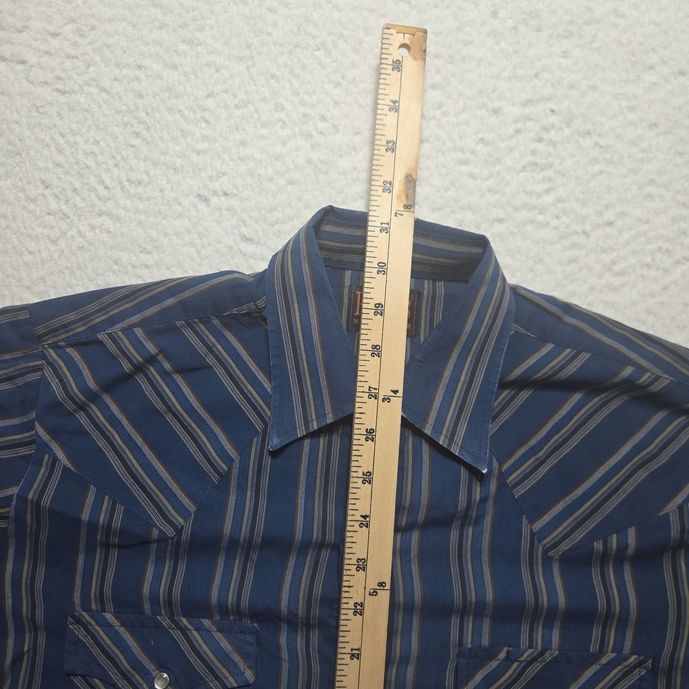 Vintage Plains Mens Medium Pearl Snap Western Shirt Striped Long Sleeve - Picture 4 of 6